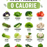 Assortiment d'aliments à faible calorie comprenant des légumes frais et des herbes.