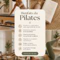 Femme pratiquant le Pilates sur un tapis dans un environnement paisible, illustrant les bienfaits de cette activité sur le bien-être.