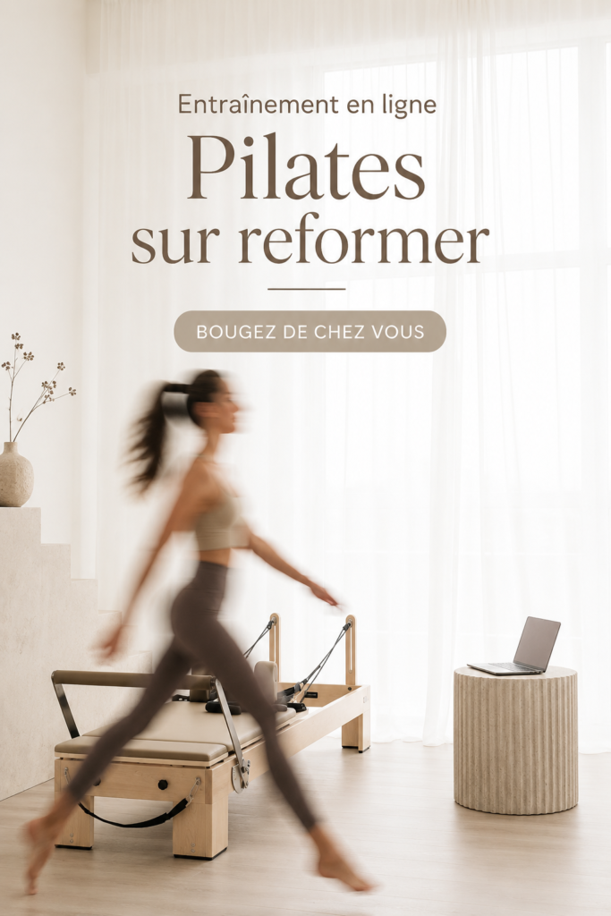 Femme pratiquant le Pilates reformer à la maison