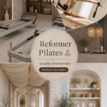 Femme pratiquant le reformer Pilates sur un appareil dans un studio lumineux