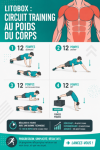 Femme s'entraînant avec un circuit training au poids du corps