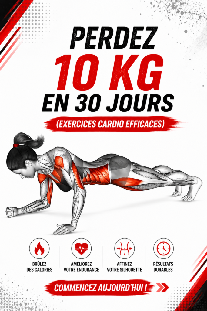 Femme pratiquant des exercices cardio à domicile pour perdre du poids.