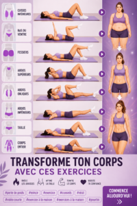 Femme faisant des exercices dans un espace de vie lumineux pour perdre du poids.