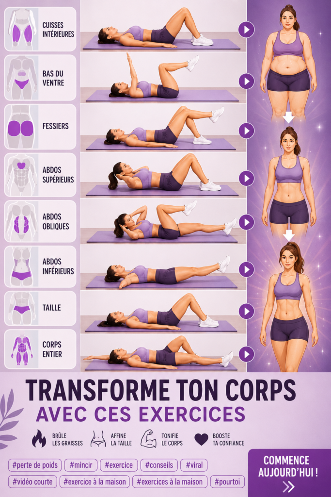 Femme faisant des exercices dans un espace de vie lumineux pour perdre du poids.