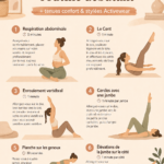Femme en tenue de Pilates, pratiquant des exercices dans un espace chaleureux à domicile