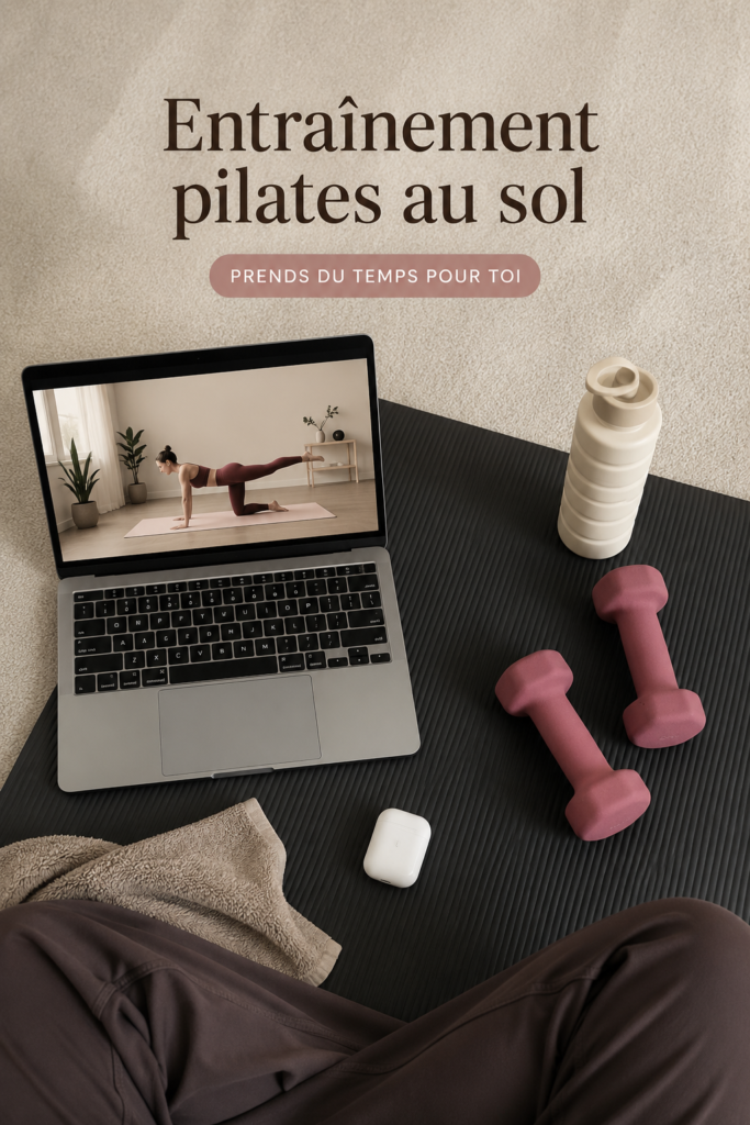 Une femme pratiquant le Pilates sur tapis dans un cadre serein