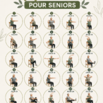 Une femme senior pratiquant le yoga sur chaise dans un cadre paisible.