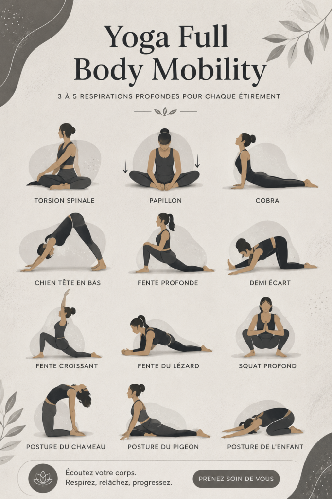 Femme pratiquant le yoga dans un parc, renforçant la mobilité de son corps.