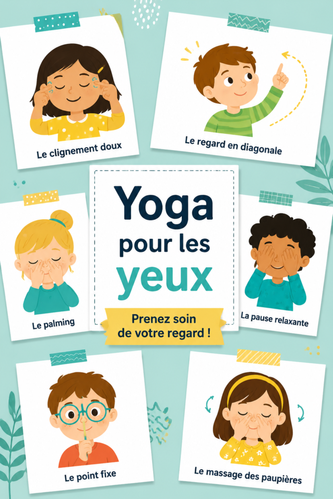 Femme pratiquant des exercices de yoga pour apaiser ses yeux en pleine nature.