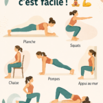 Femme effectuant des exercices dans son salon, illustrant l'importance de bouger à la maison.