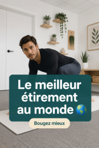 Femme réalisant un étirement dans un parc ensoleillé, démontrant un moment de bien-être.