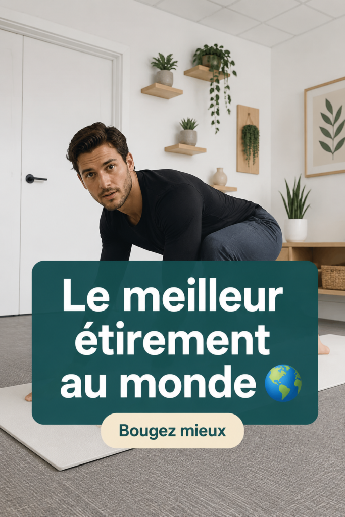 Femme réalisant un étirement dans un parc ensoleillé, démontrant un moment de bien-être.