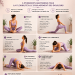 Femme pratiquant des étirements pour libérer ses hanches dans un cadre relaxant.