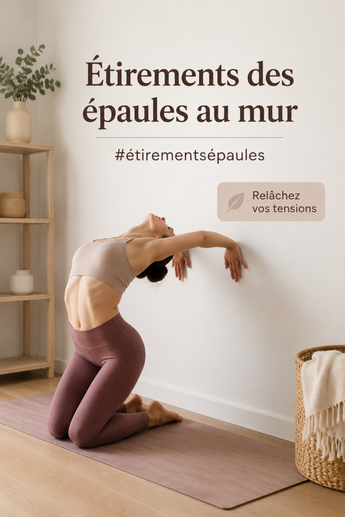 Femme réalisant des étirements muraux pour ses épaules.