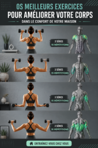 Femme en train de faire des exercices à domicile pour améliorer son corps.