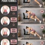 Femme faisant des exercices de fitness à la maison, motivée et souriante