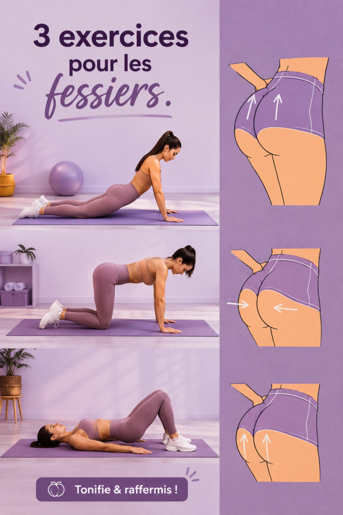 Femme faisant des exercices pour tonifier ses fessiers à la maison.