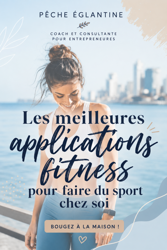 Un smartphone affichant une application de fitness dans un salon lumineux.