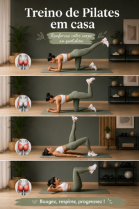 Femme pratiquant le Pilates chez elle sur un tapis.