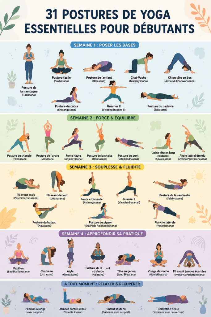 Femme pratiquant une posture de yoga dans un environnement calme et apaisant.