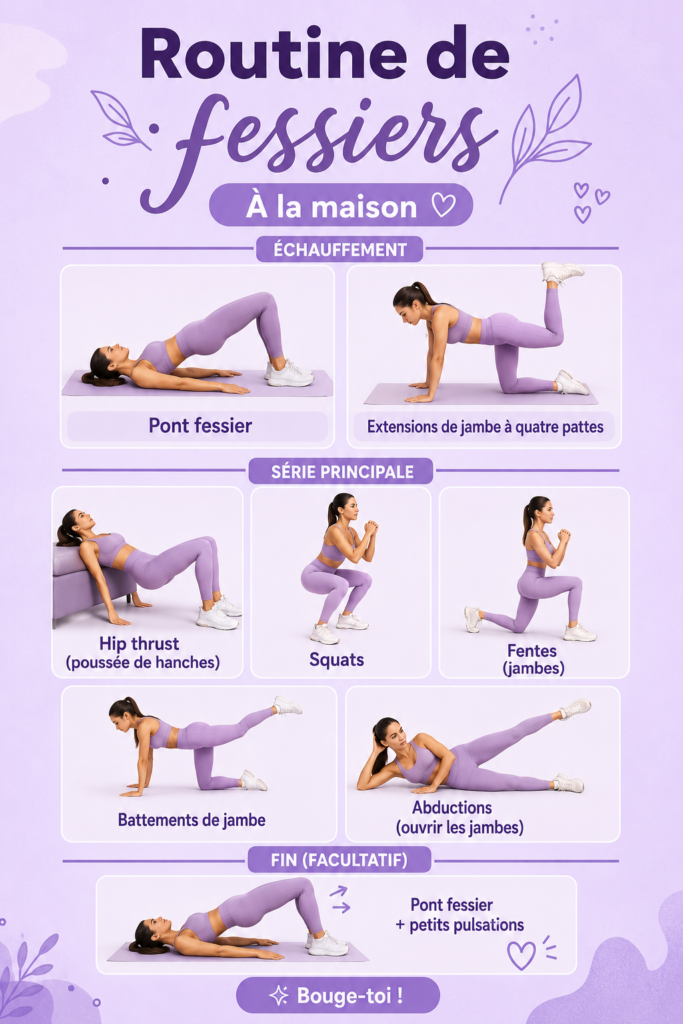 Femme en train de réaliser des exercices pour les fessiers à la maison