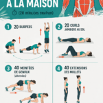 Femme s’entraînant à domicile avec un tapis de sport, en pleine séance d'exercices