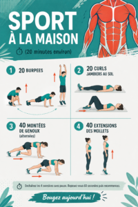 Femme s’entraînant à domicile avec un tapis de sport, en pleine séance d'exercices
