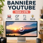 Bannière YouTube colorée avec des éléments graphiques attractifs