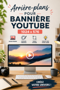 Bannière YouTube colorée avec des éléments graphiques attractifs