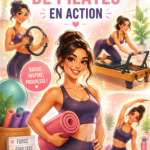 Une femme pratiquant le Pilates sur un tapis de yoga dans un cadre apaisant.