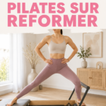 Une femme pratiquant le Pilates sur Reformer dans un studio lumineux