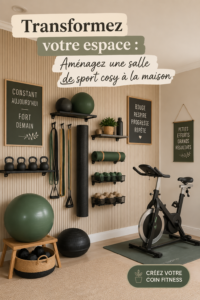 Intérieur chaleureux d'un coin gym cosy avec équipements de fitness