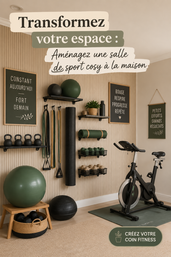 Intérieur chaleureux d'un coin gym cosy avec équipements de fitness