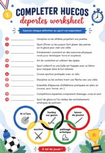 Exemple d'une feuille de travail sportive remplie avec des activités variées