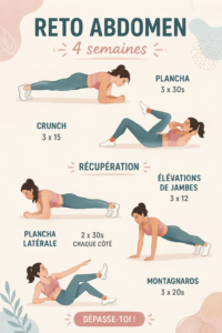 Femme souriante réalisant des exercices pour tonifier son abdomen