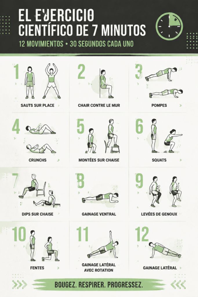 Femme souriante réalisant un exercice de 7 minutes pour rester en forme