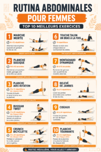 Femme effectuant des exercices abdominaux sur un tapis de yoga.