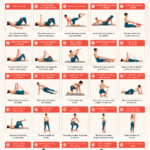 Femme en train de faire des exercices de fitness avec une bande élastique dans un salon.