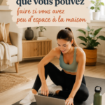 Femme faisant des exercices à domicile dans un petit espace