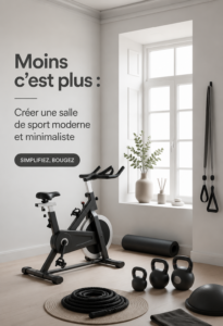 Espace de gymnase minimaliste moderne avec des équipements épurés et décor chaleureux.