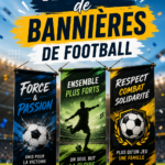 Bannière de football colorée créée pour un événement sportif