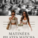 Une tasse de matcha bien chaud à côté d'un tapis de Pilates