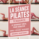 Femme en train de faire du pilates à la maison, posant sur un tapis.