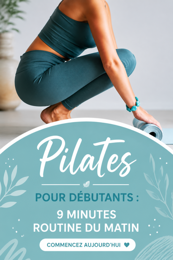 Femme effectuant une routine de Pilates matinale au sol.