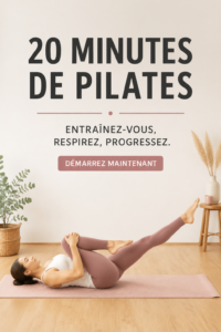 Femme réalisant des exercices de Pilates de 20 minutes à la maison, se tonifiant avec un tapis d'exercice.