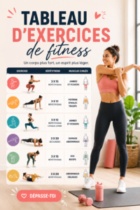 Tableau d'exercices de fitness personnalisé sur un mur inspirant