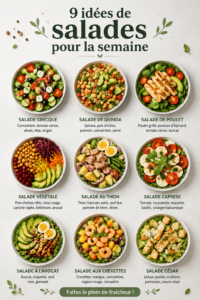 Une belle salade colorée avec des légumes frais, idéale pour une alimentation saine.