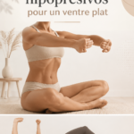Femme pratiquant des abdos hypopressifs dans un cadre serein, illustrant le bien-être et la fitness.