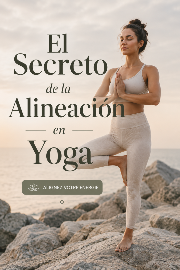 Femme en position de yoga parfaitement alignée, illustrant le concept d'alignement.