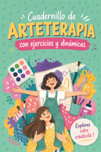 Une femme explore l'art-thérapie avec des crayons et de la peinture, exprimant sa créativité.